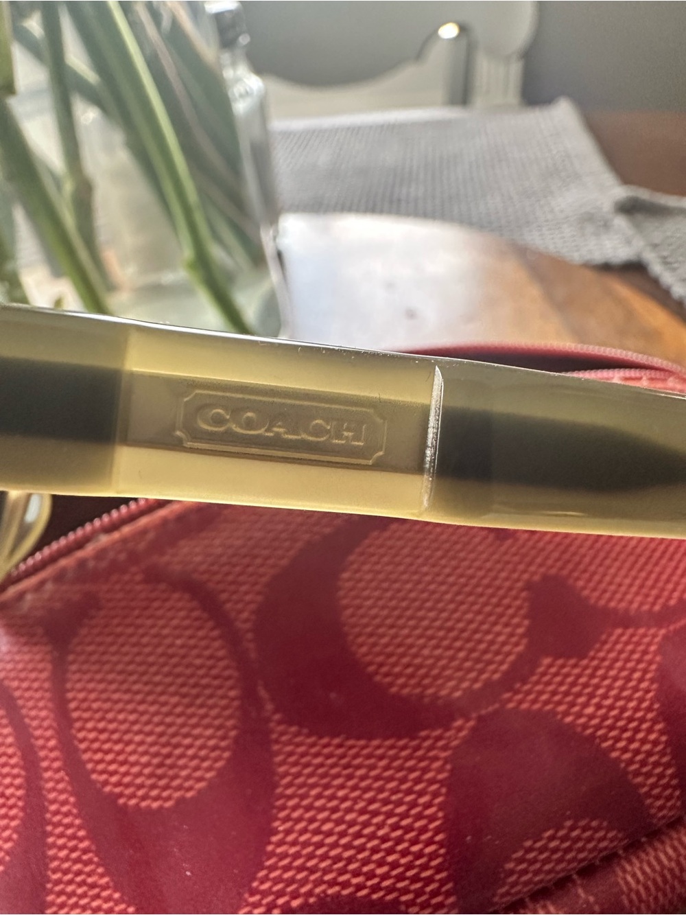 Coach Olive Green Oval Sunglasses with Pink Signature Case - Picture 2 of 4